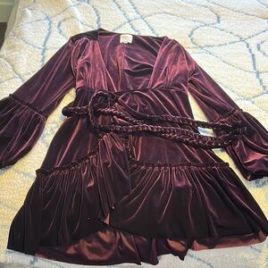 Misa Los Angeles Velvet Long Sleeve Dress - Deep Purple
